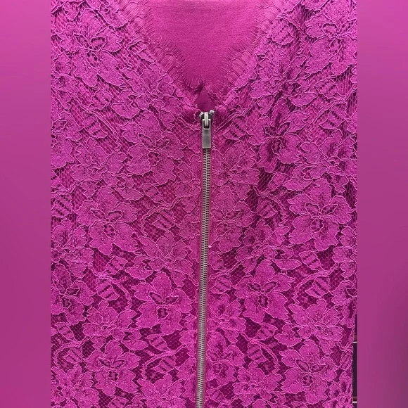 Diane von Furstenberg Zarita Lace Sheath Dress Fuchsia Pink Size 4 - Picture 3 of 4